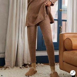 Free People Intimately Around the Clock Knit Jogger Army Beige XS